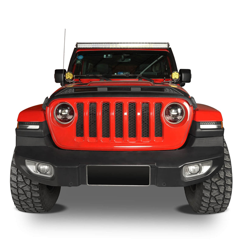 Load image into Gallery viewer, Hooke Road Jeep Hood Protector w/ Amber Lights for 2018-2022 Jeep Wrangler JL  and 2020-2022 Gladiator JT bxg30023 9
