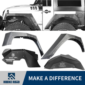 Hooke Road Armour Fender Flares Kit Inner Fender Liners for Jeep Wrangler JK 2007-2018 Jeep JK Metal Fenders Jeep JK Accessories BXG208MMR1760BXG223 u-Box offroad 1