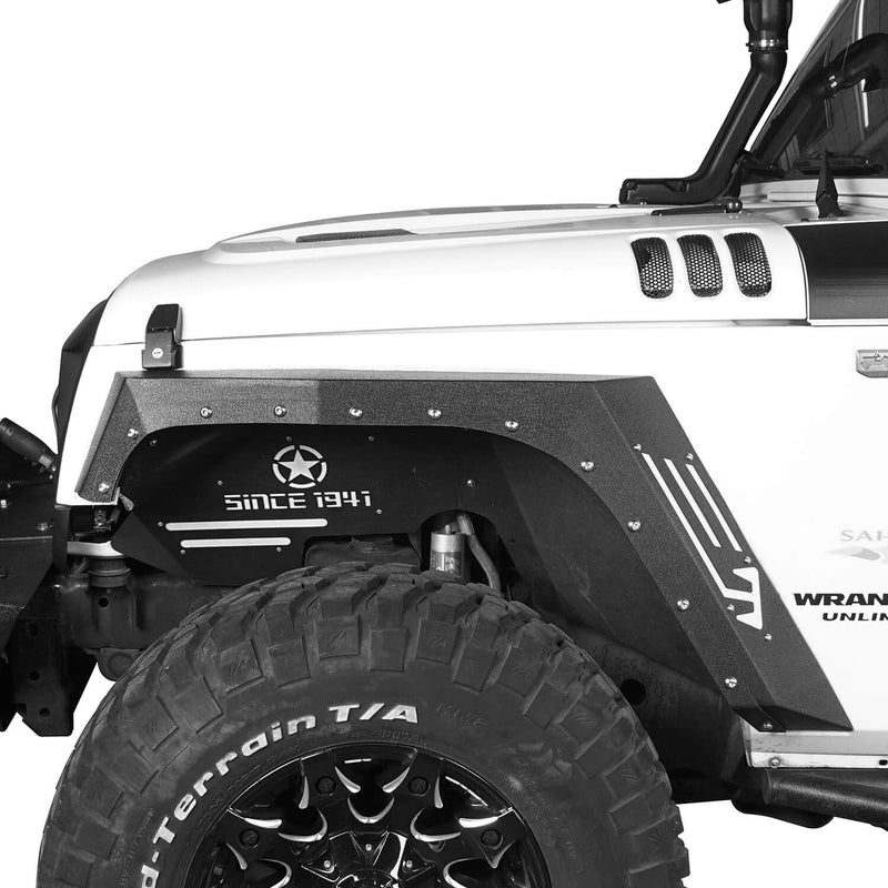Load image into Gallery viewer, Hooke Road Armour Fender Flares Kit Inner Fender Liners for Jeep Wrangler JK 2007-2018 Jeep JK Metal Fenders Jeep JK Accessories BXG208MMR1760BXG223 u-Box offroad 5
