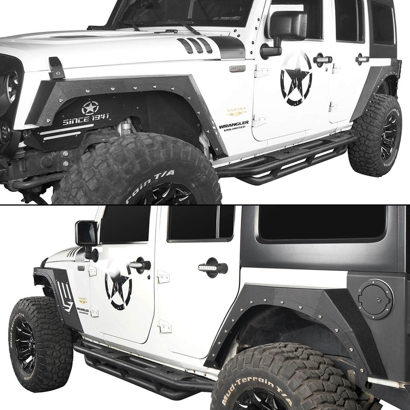 Load image into Gallery viewer, Hooke Road Armour Fender Flares Kit Inner Fender Liners for Jeep Wrangler JK 2007-2018 Jeep JK Metal Fenders Jeep JK Accessories BXG208MMR1760BXG223 u-Box offroad 6
