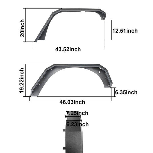 Hooke Road Jeep JK Front Rear Inner Fender Liners Flat Fender Flares for Jeep Wrangler JK 2007-2018 BXG007BXG223MMR1760 Jeep Exterior Parts Jeep JK Accessories u-Box offroad 8