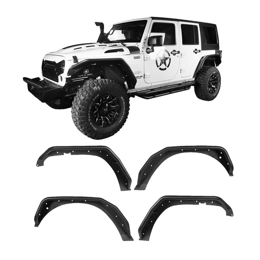 Hooke Road 4PCS Fender Flares 2PCS Front Inner Fender Liners For Jeep JK 07-18