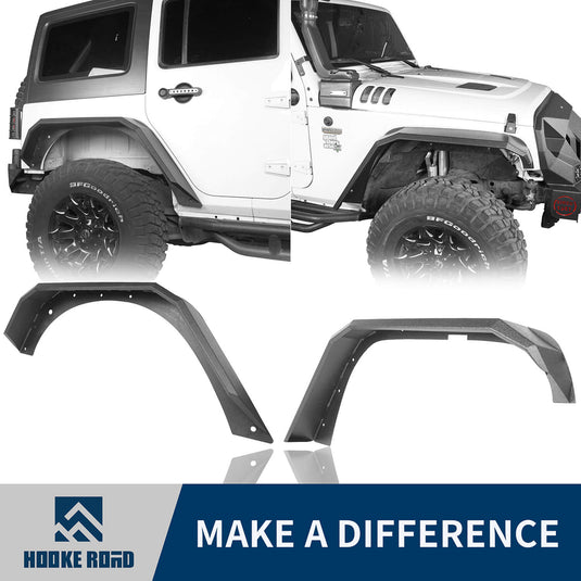 Hooke Road® Flat Tube Fender Flares(07-18 Jeep Wrangler JK)