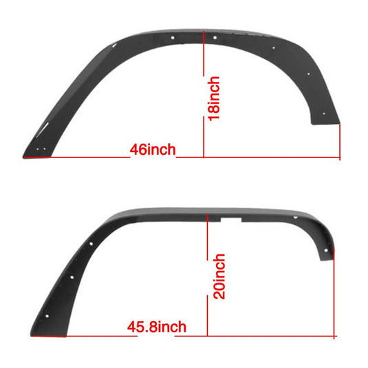 Hooke Road Flat Fender Flares & Black Cross Bars Roof Rack(07-18 Jeep Wrangler JK)