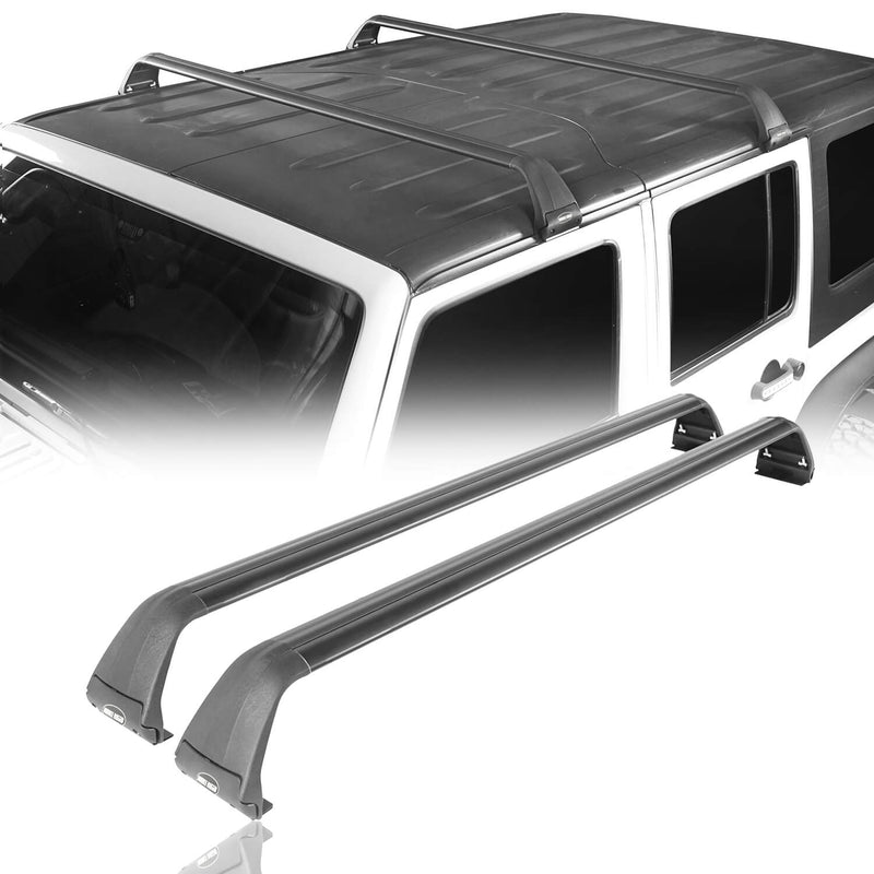 Load image into Gallery viewer, Hooke Road Flat Fender Flares &amp; Black Cross Bars Roof Rack(07-18 Jeep Wrangler JK)
