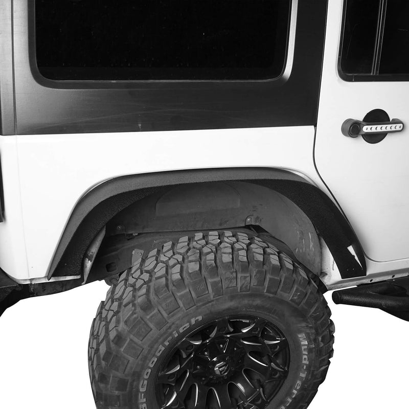 Load image into Gallery viewer, Hooke Road Flat Fender Flares &amp; Black Cross Bars Roof Rack(07-18 Jeep Wrangler JK)
