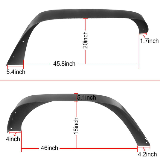 Hooke Road Opar Jeep JK Flat Fender Flares Steel Fender Flares for Jeep Wrangler JK 2007-2018 bxg224 u-Box Offroad 10