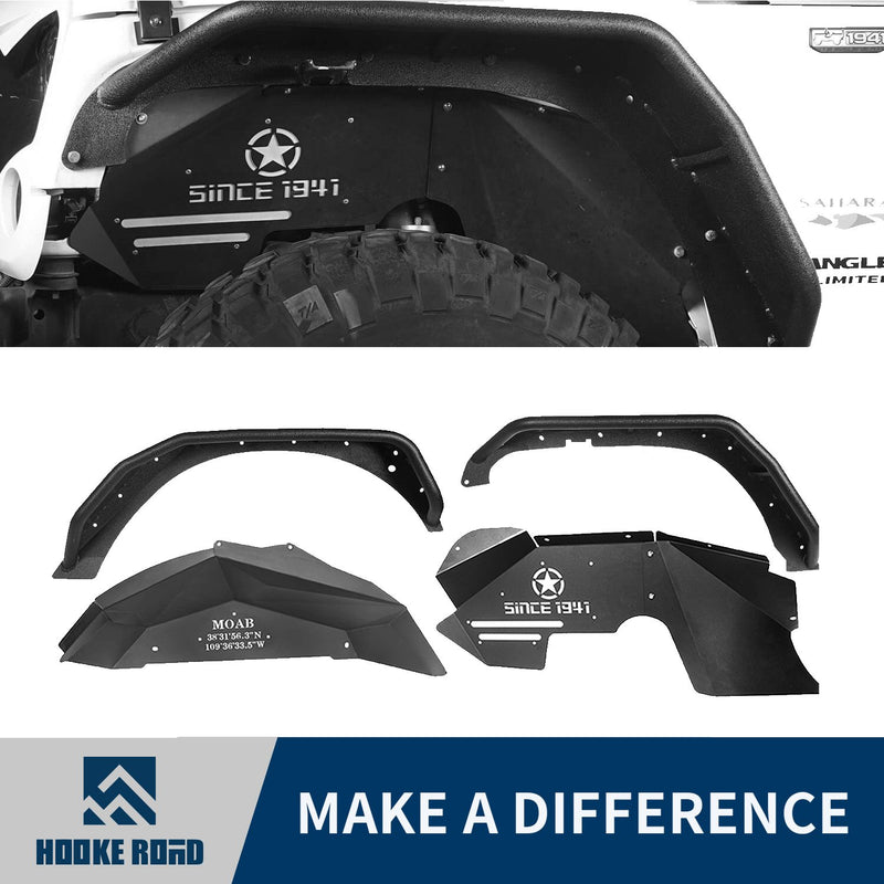 Load image into Gallery viewer, Hooke Road Jeep JK Flux Tubular Fender Flares &amp; Inner Fender Liners for Jeep Wrangler JK 2007-2018 Jeep JK Metal Fenders Jeep JK Accessories BXG089MMR1760BXG223 u-Box offroad 1
