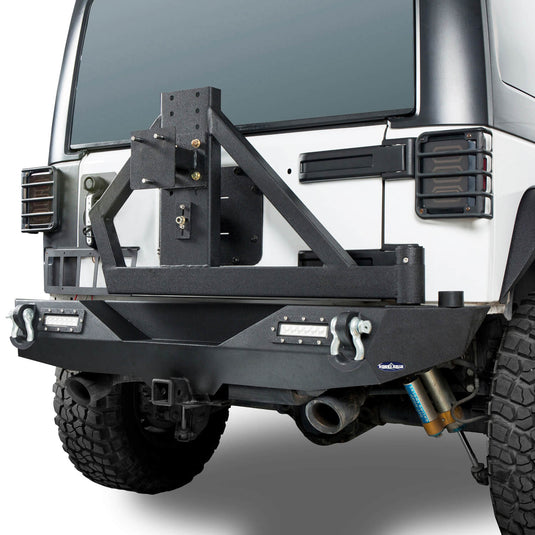 Hooke Road Different Trail Rear Bumper w/Tire Carrier & LED Floodlights(07-18 Jeep Wrangler JK)