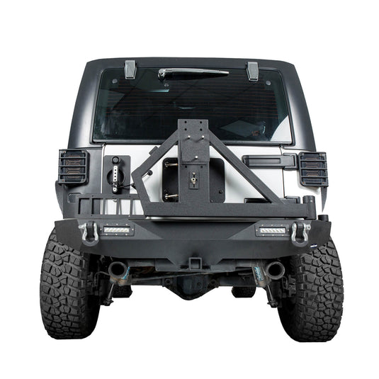 Hooke Road Different Trail Rear Bumper w/Tire Carrier & LED Floodlights(07-18 Jeep Wrangler JK)