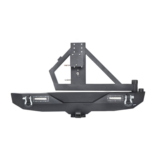 Hooke Road Different Trail Rear Bumper w/Tire Carrier & LED Floodlights(07-18 Jeep Wrangler JK)