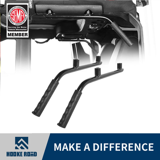 Hooke Road Jeep JK Rear Grab Handles w/Black Grips for Jeep Wrangler JK 2007-2018 MMR1821 u-Box Offroad 1