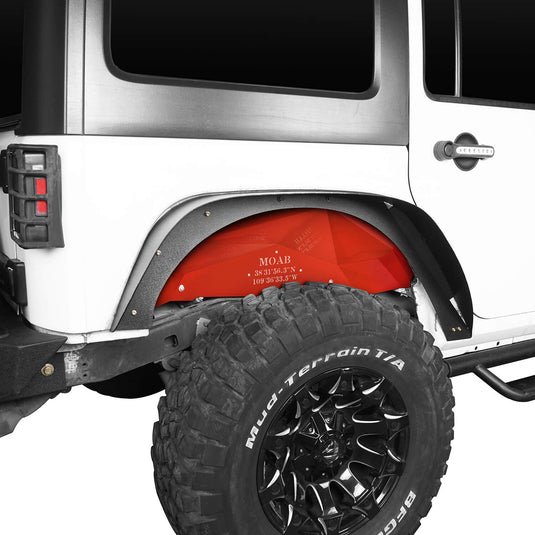 Hooke Road Vivid Red Rear Inner Fender Liners(07-18 Jeep Wrangler JK)