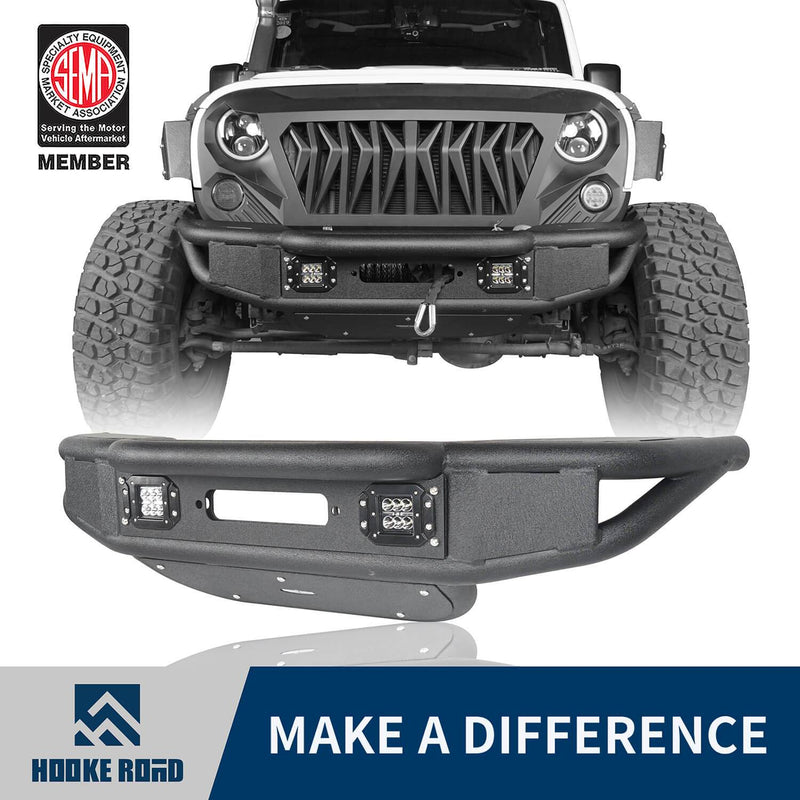 Load image into Gallery viewer, Hooke Road Jeep JK Stubby Front Bumper w/Winch Plate for 2007-2018 Jeep Wrangler JK BXG132 u-Box Offroad 1
