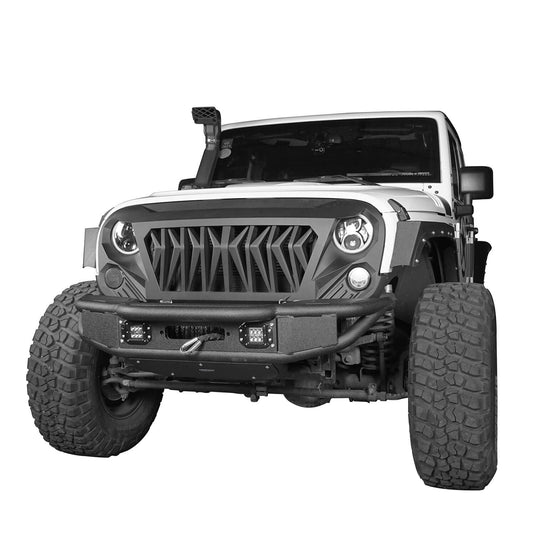 Hooke Road Jeep JK Stubby Front Bumper w/Winch Plate for 2007-2018 Jeep Wrangler JK BXG132 u-Box Offroad 4