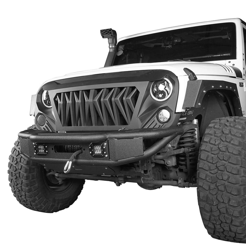 Load image into Gallery viewer, Hooke Road Jeep JK Stubby Front Bumper w/Winch Plate for 2007-2018 Jeep Wrangler JK BXG132 u-Box Offroad 5
