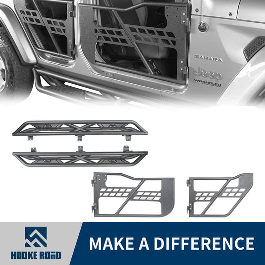 Hooke Road 4 Door Tubular Door & Running Boards(18-24 Jeep Wrangler JL)