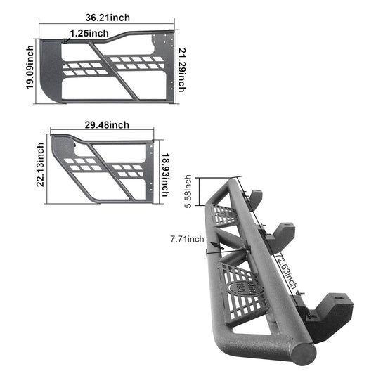 Hooke Road 4 Door Tubular Door & Running Boards(18-24 Jeep Wrangler JL)