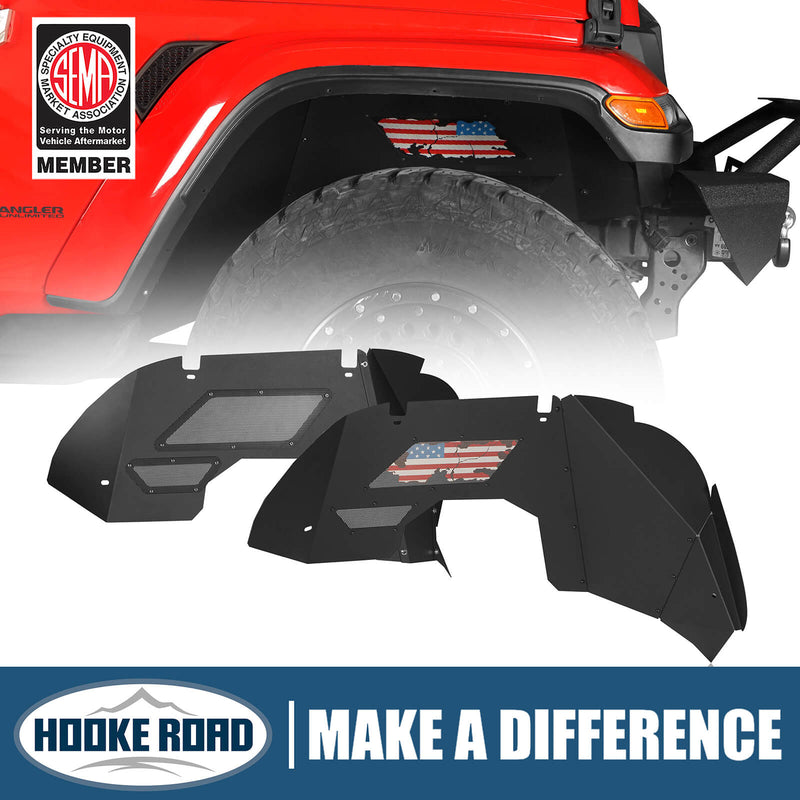 Load image into Gallery viewer, Jeep JL &amp; JT Distressed National Flag Front Inner Fender Liners(18-22 Wrangler &amp; 20-22 Gladiator ) - Hooke Road BXG.3037S 1
