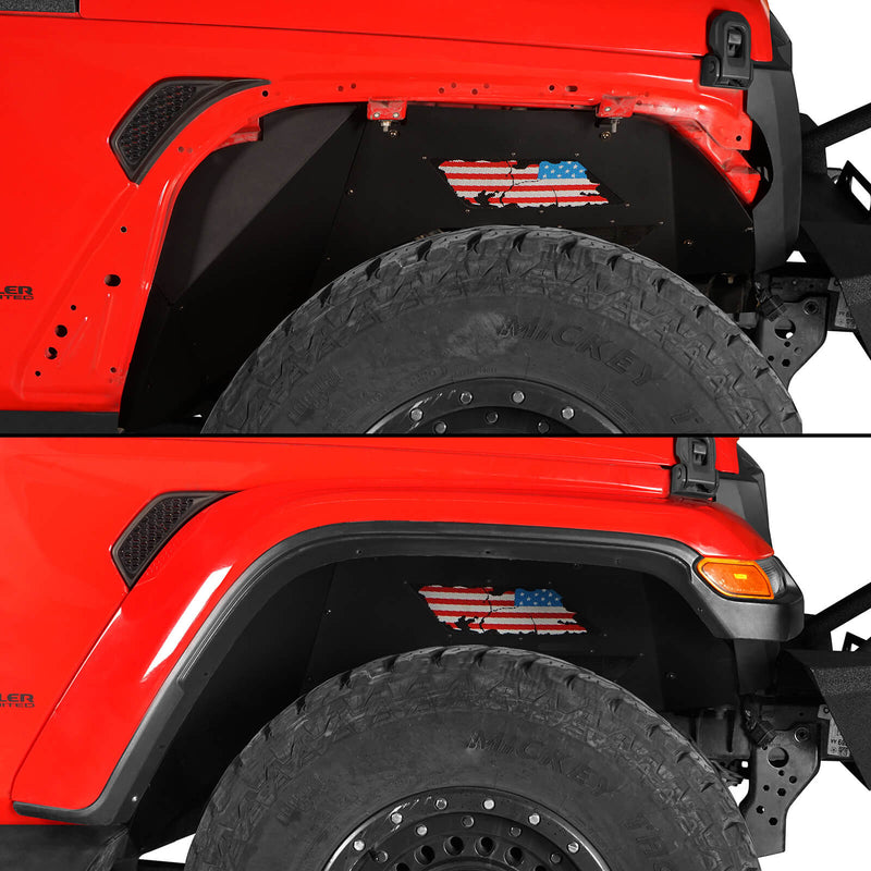 Load image into Gallery viewer, Jeep JL &amp; JT Distressed National Flag Front Inner Fender Liners(18-22 Wrangler &amp; 20-22 Gladiator ) - Hooke Road BXG.3037S 5
