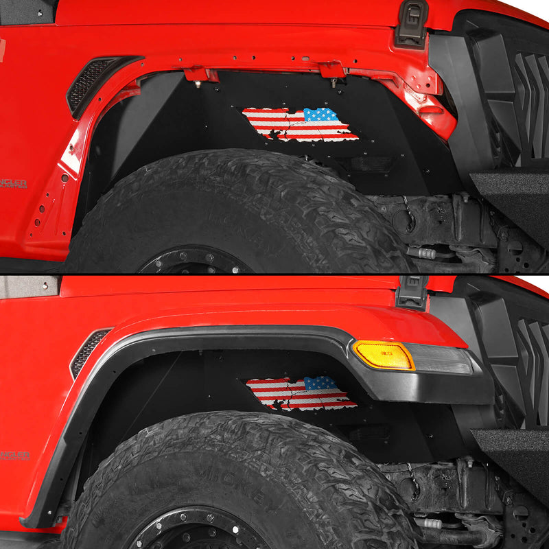 Load image into Gallery viewer, Jeep JL &amp; JT Distressed National Flag Front Inner Fender Liners(18-22 Wrangler &amp; 20-22 Gladiator ) - Hooke Road BXG.3037S 6
