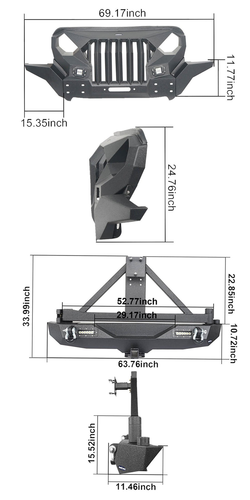 Load image into Gallery viewer, Hooke Road Jeep JL Mad Max Front Bumper &amp; Rear Bumper w/Tire Carrier(18-25 Jeep Wrangler JL)
