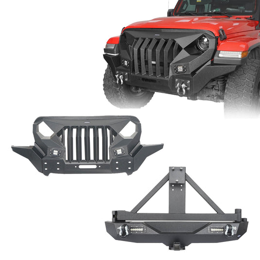 Hooke Road Jeep JL Mad Max Front Bumper & Rear Bumper w/Tire Carrier(18-24 Jeep Wrangler JL)