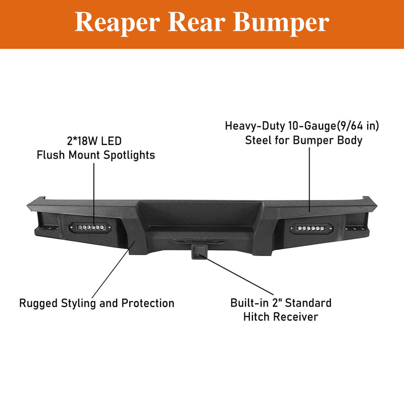 Load image into Gallery viewer, Hooke Road Jeep JL Rear Bumper with 2 inch Hitch Receiver Jeep JL Bumper for Jeep Wrangler JL 2018-2019 BXG3032  17
