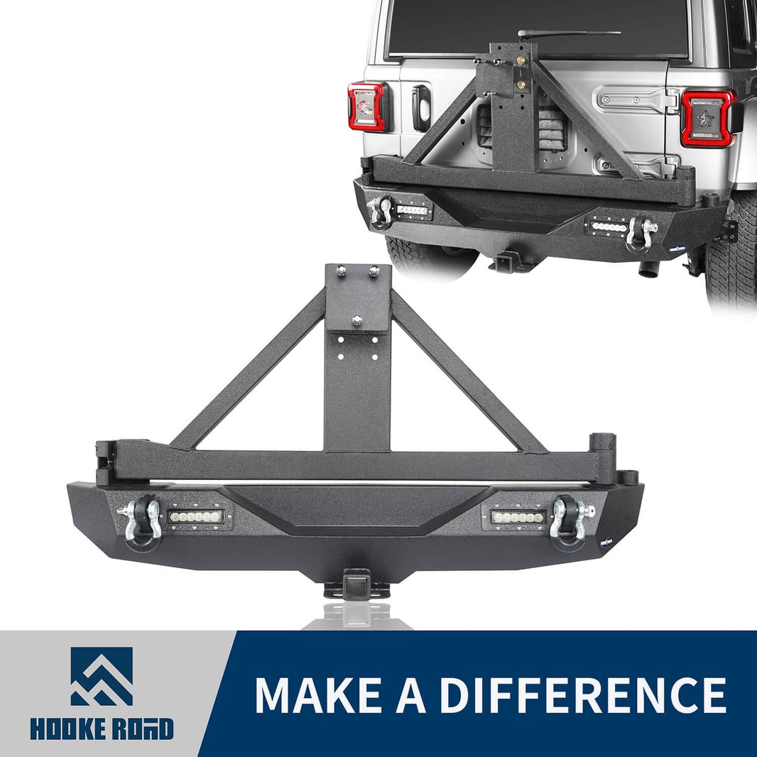 HookeRoad Jeep JL Rear Bumper with Tire Carrier for 2018-2024 Jeep ...