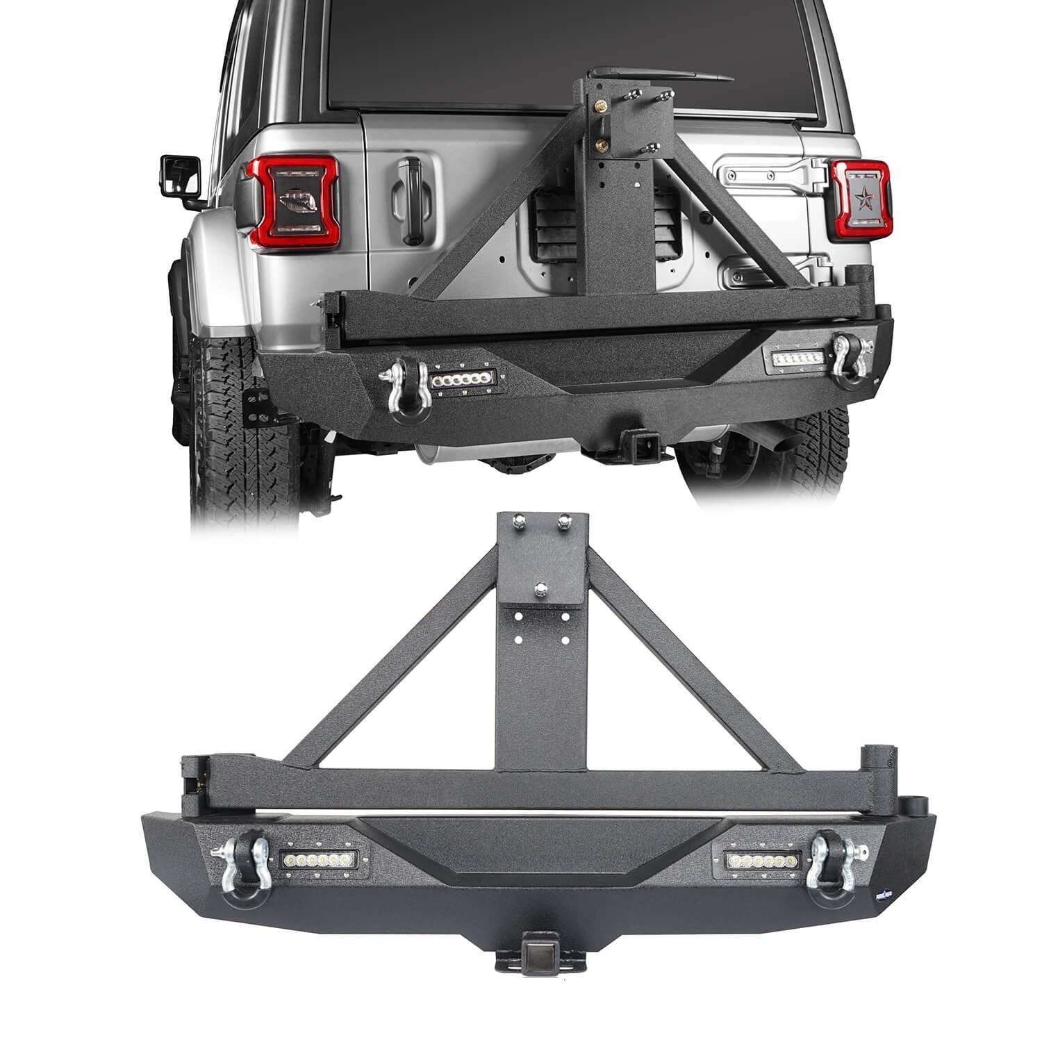 HookeRoad Jeep JL Rear Bumper with Tire Carrier for 2018-2024 Jeep ...