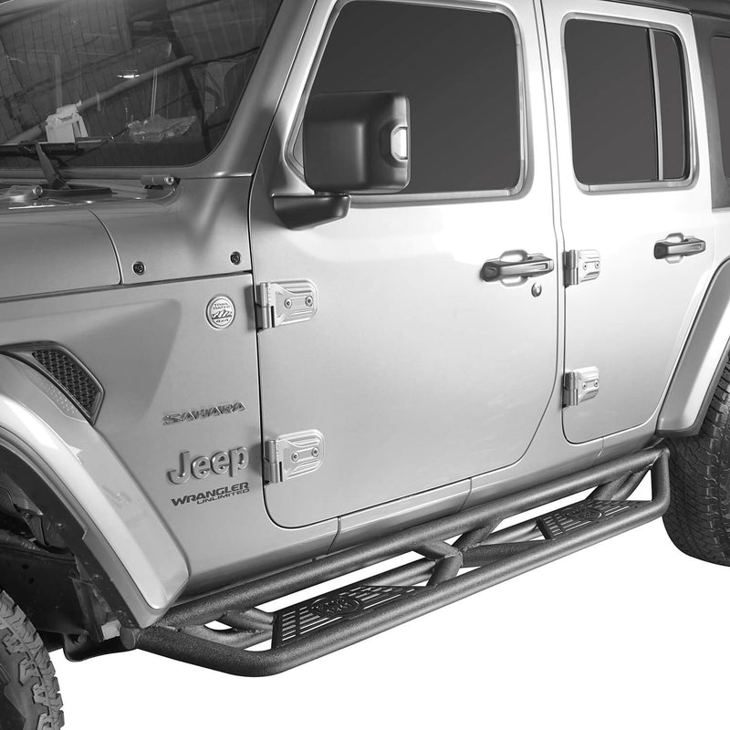 Load image into Gallery viewer, Hooke Road Tube Side Steps Running Boards w/&quot;SINCE 1941&quot; Logo(18-24 Jeep Wrangler JL 4 Door)
