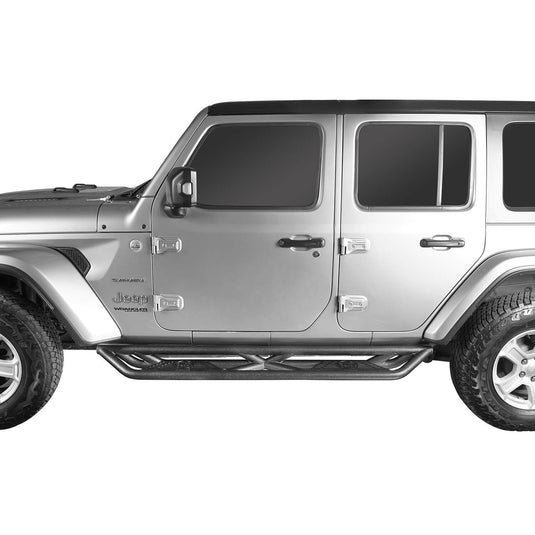 Hooke Road Tube Side Steps Running Boards w/"SINCE 1941" Logo(18-24 Jeep Wrangler JL 4 Door)