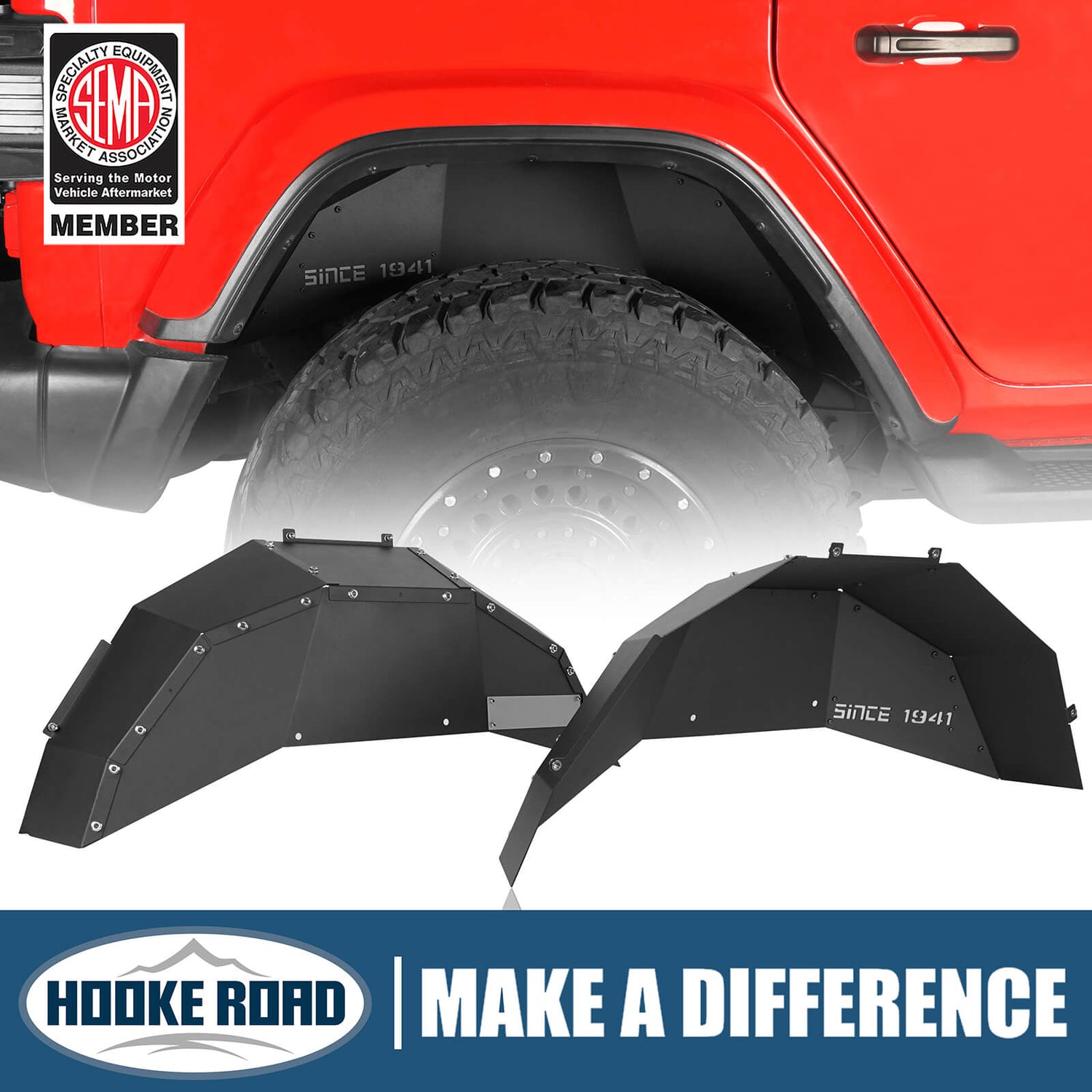 Live Wire Rear Fender Jeep JL “Since 1941 ”Rear Fender Liners(18-26 Jeep Wrangler JL) - Hook ...