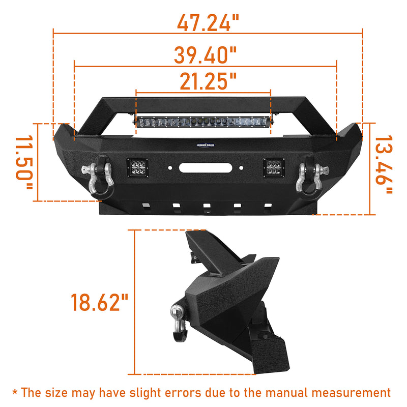 Load image into Gallery viewer, Hooke Road Jeep JL Front Bumper w/LED light Gladiator JT Stubby Front Bumper for 2018-2021 Jeep Wrangler JL and 2020-2021 Jeep Gladiator JT bxg7008 13
