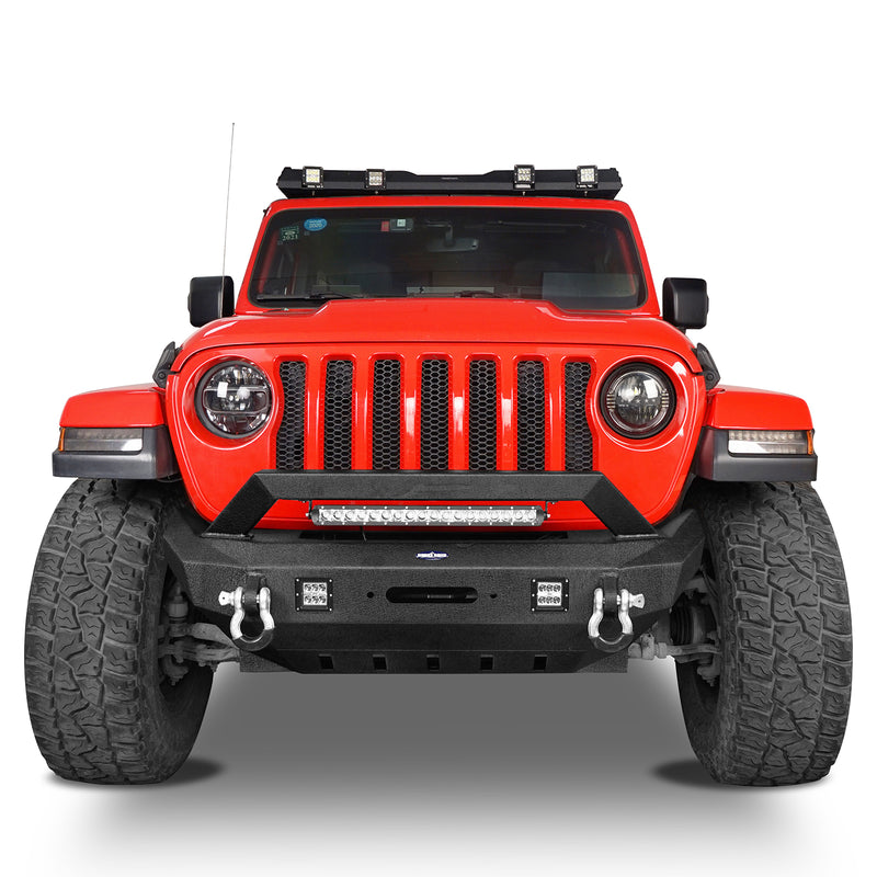 Load image into Gallery viewer, Hooke Road Jeep JL Front Bumper w/LED light Gladiator JT Stubby Front Bumper for 2018-2021 Jeep Wrangler JL and 2020-2021 Jeep Gladiator JT bxg7008 3
