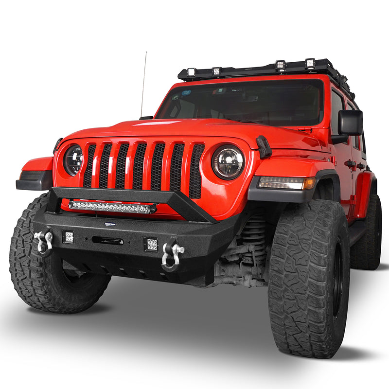 Load image into Gallery viewer, Hooke Road Jeep JL Front Bumper w/LED light Gladiator JT Stubby Front Bumper for 2018-2021 Jeep Wrangler JL and 2020-2021 Jeep Gladiator JT bxg7008 4

