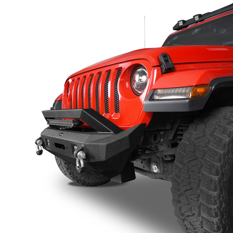 Load image into Gallery viewer, Hooke Road Jeep JL Front Bumper w/LED light Gladiator JT Stubby Front Bumper for 2018-2021 Jeep Wrangler JL and 2020-2021 Jeep Gladiator JT bxg7008 5
