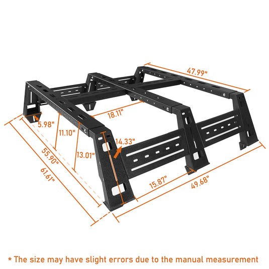Hooke Road Jeep JT High Bed Rack Jeep Gladiator JT 13 Inch Bed Rack for 2020-2021 Jeep Gladiator JT bxg7008 11