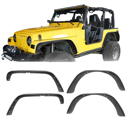 Hooke Road Front & Rear Flat Fender Flares(97-06 Jeep Wrangler TJ)