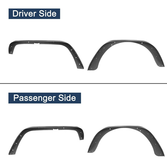 Hooke Road Front & Rear Flat Fender Flares(97-06 Jeep Wrangler TJ)