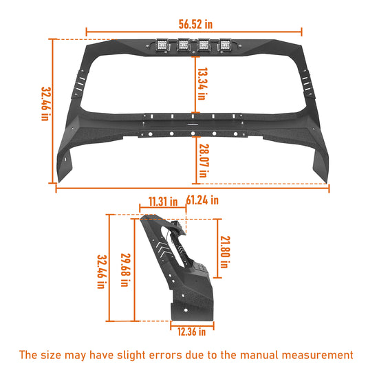 Hooke Road Jeep TJ Front Bumper & Windshield Frame Cover for 1997-2006 Jeep Wrangler TJ bxg10171027 21