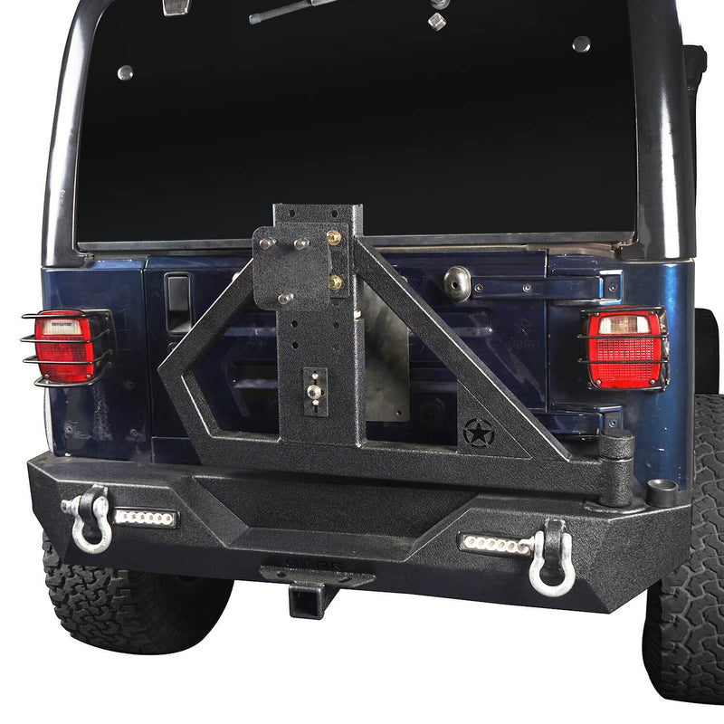 Load image into Gallery viewer, Hooke Road Jeep TJ Rear Bumper With Tire Carrier &amp; Receiver Hitch for Jeep Wrangler TJ 1997-2006 BXG186 u-Box offroad 3
