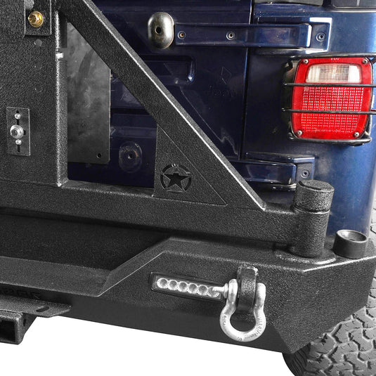 Hooke Road Jeep TJ Rear Bumper With Tire Carrier & Receiver Hitch for Jeep Wrangler TJ 1997-2006 BXG186 u-Box offroad 4