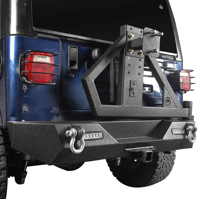 Load image into Gallery viewer, Hooke Road Jeep TJ Rear Bumper With Tire Carrier &amp; Receiver Hitch for Jeep Wrangler TJ 1997-2006 BXG186 u-Box offroad 5
