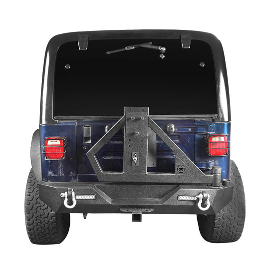 Hooke Road Jeep TJ Rear Bumper With Tire Carrier & Receiver Hitch for Jeep Wrangler TJ 1997-2006 BXG186 u-Box offroad 7
