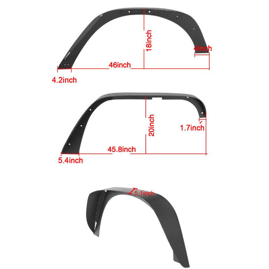 Hooke Road Jeep JK Flat Fender Flares Textured Black Steel Fender Flares for Jeep Wrangler JK 2007-2018 BXG004 Jeep JK   Fender Flares Jeep Wrangler Fender Flares Jeep Fender Flares u-Box Offroad 10