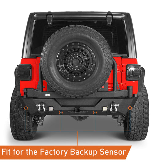 18-23 Jeep Wrangler JL Aftermarket Rear Bumper w/ 2 Gasoline Fuel Cans & Tire Carrier - Hooke Road b3041s 9