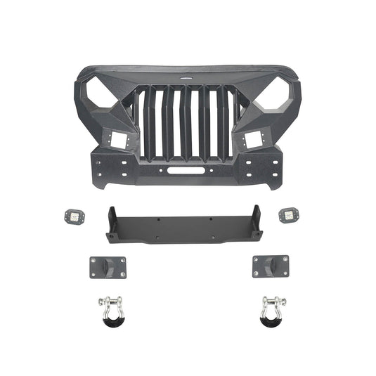 Hooke Road Full Width Front Bumper with Mad Max Grill & Side Steps(18-24 Jeep Wrangler JL 4 Door)