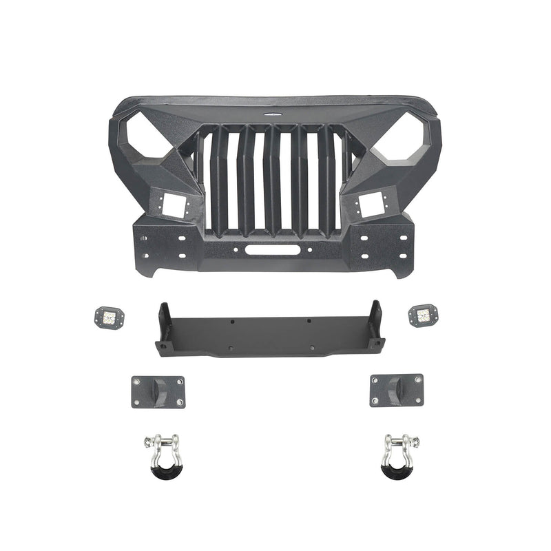 Load image into Gallery viewer, Hooke Road Mad Max Front Bumper with Grill &amp; Side Steps(18-24 Jeep Wrangler JL 4 Door)

