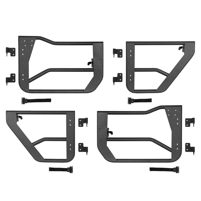 Load image into Gallery viewer, 18-23 Jeep Wrangler JL &amp; Gladiator JT Tube Half Front &amp; Rear Doors w/ Black Shade Skins - Hooke Road b3042s 12
